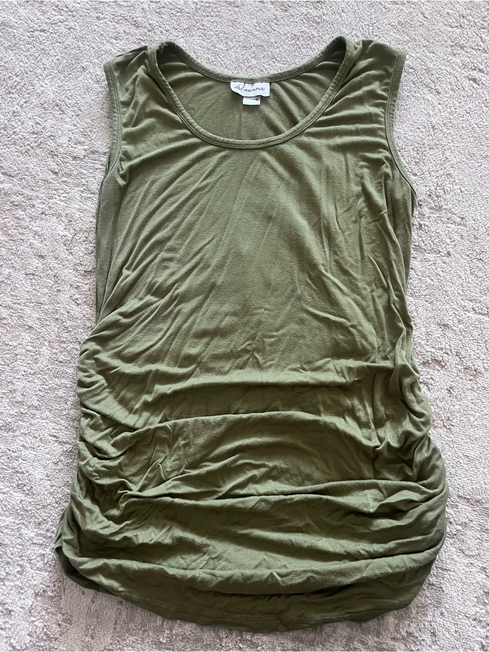 Oh! Mamma Olive Green Ruched Maternity Tank Top